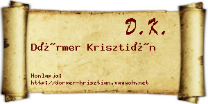 Dörmer Krisztián névjegykártya